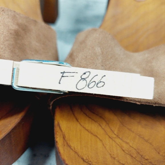 New Steve Madden Alabama Platform Suede Brown Strap Wooden Studded Sandals F866 - Picture 13 of 13